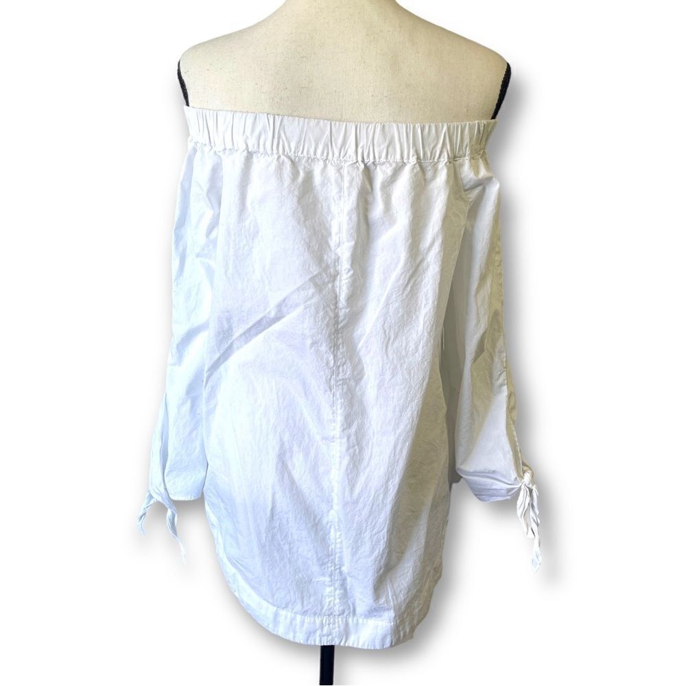 Free People Off‎ Shoulder White Cotton Shirt With Bell Sleeves, Size XS - Picture 10 of 10